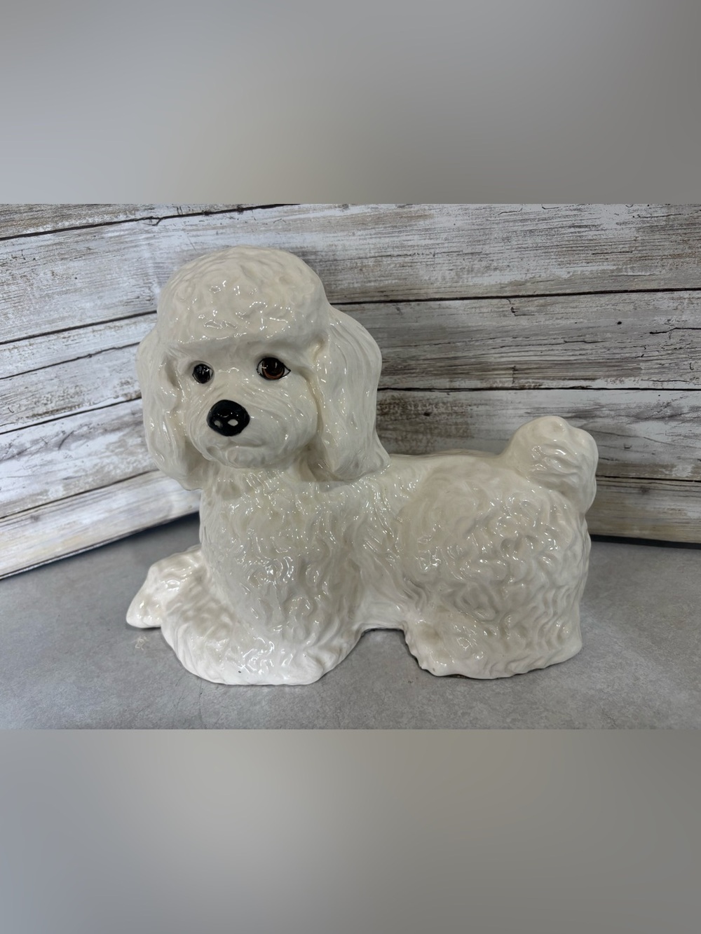 Vintage ceramic white poodle